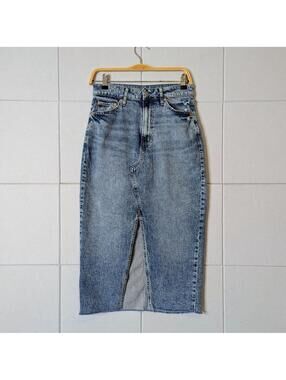 Gap denim front slit midi pencil skirt